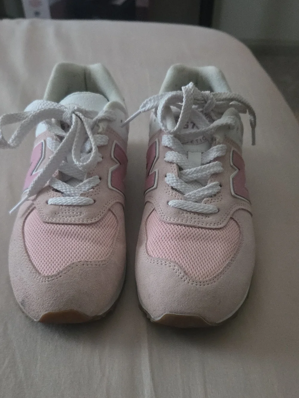 New Balance Kids Pink and White Lace-Up Sneakers